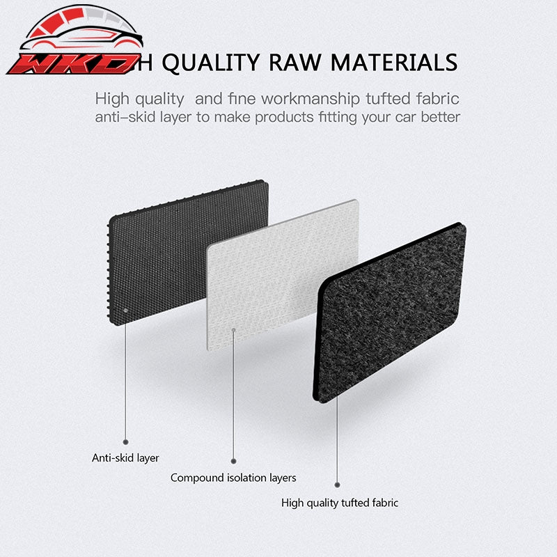Fits 17-22 Honda CR-V Nylon Black Floor Mats Front & Rear Non-Slip Carpets 3PCS