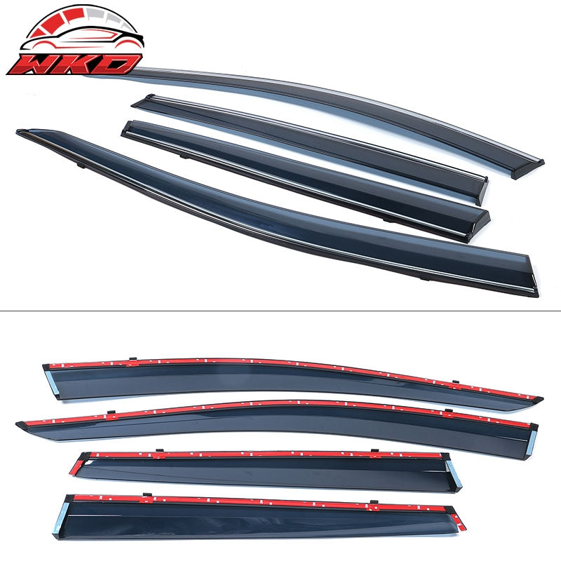 Fits 17-22 Honda CRV Window Visors w/ Chrome Trim Polycarbonate 4Pc Set