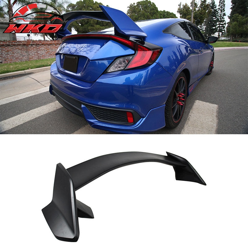 Fits 16-20 Honda Civic Coupe TR Style Rear Trunk Spoiler Lip ABS Unpainted Black