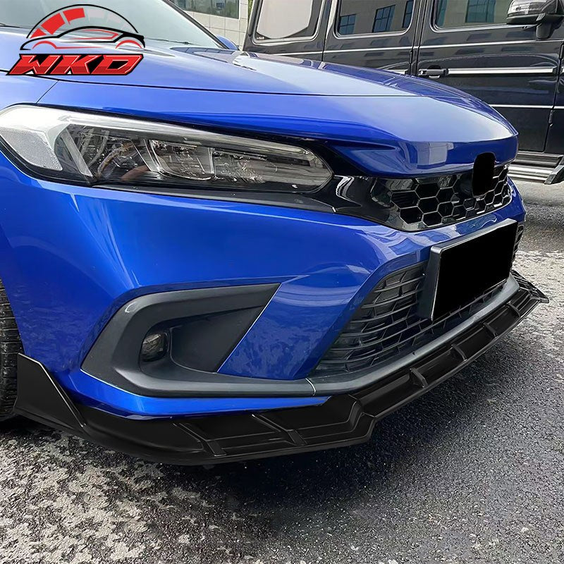 Fits 22-24 Honda Civic 11th FE-C Style Front Bumper Lip 3PC Spoiler Matte Black