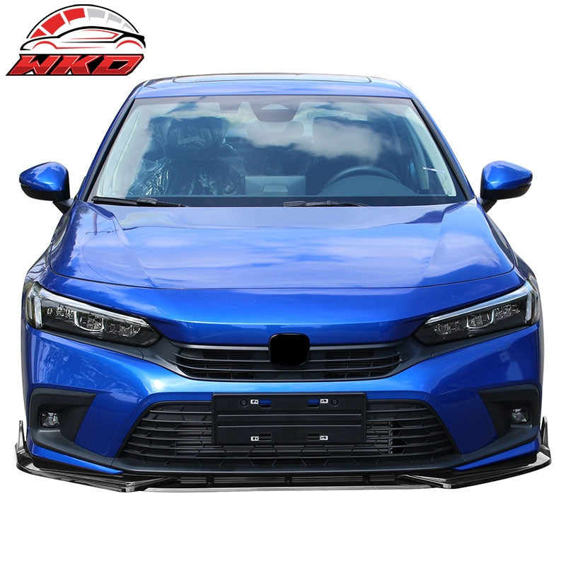 Fits 22-24 Honda Civic 11th Gen 3PCS Front Bumper Lip Spoiler PP Gloss Black