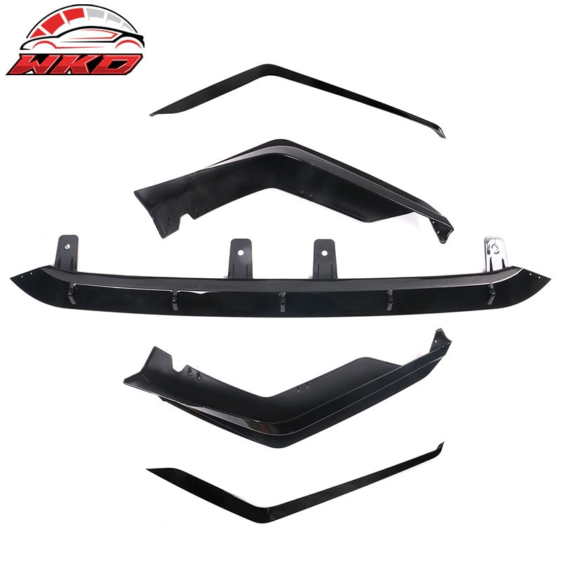 Fits 22-24 Honda Civic 11th Gen IKON Gloss Black PP Front Bumper Lip Spoiler 3PC