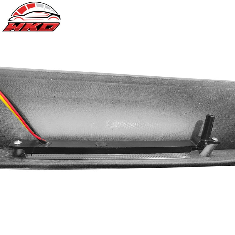 Fits 22-24 Honda Civic 11th Gen IKON Style Front Bumper Lip W/LED PP Gloss Black