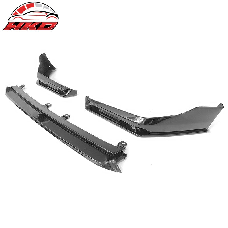 Fit 22-24 Honda Civic 11th Gen IKON Style Matte Black Front Bumper Lip W/LED 3PC