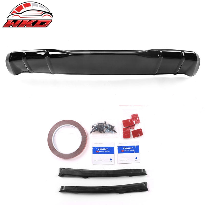 Fits 22-26 Honda Civic 11th Gen MD Style PP Rear Bumper Diffuser Lip Gloss Black