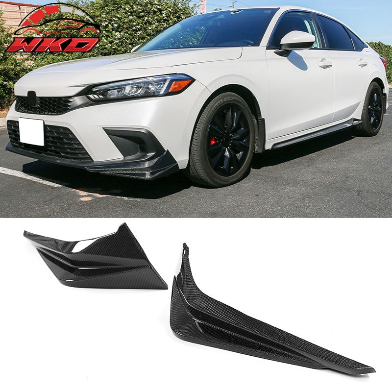 Fits 22-24 Honda Civic 11th Gent HPD Style 2PCS Front Bumper Lip CF Carbon Fiber