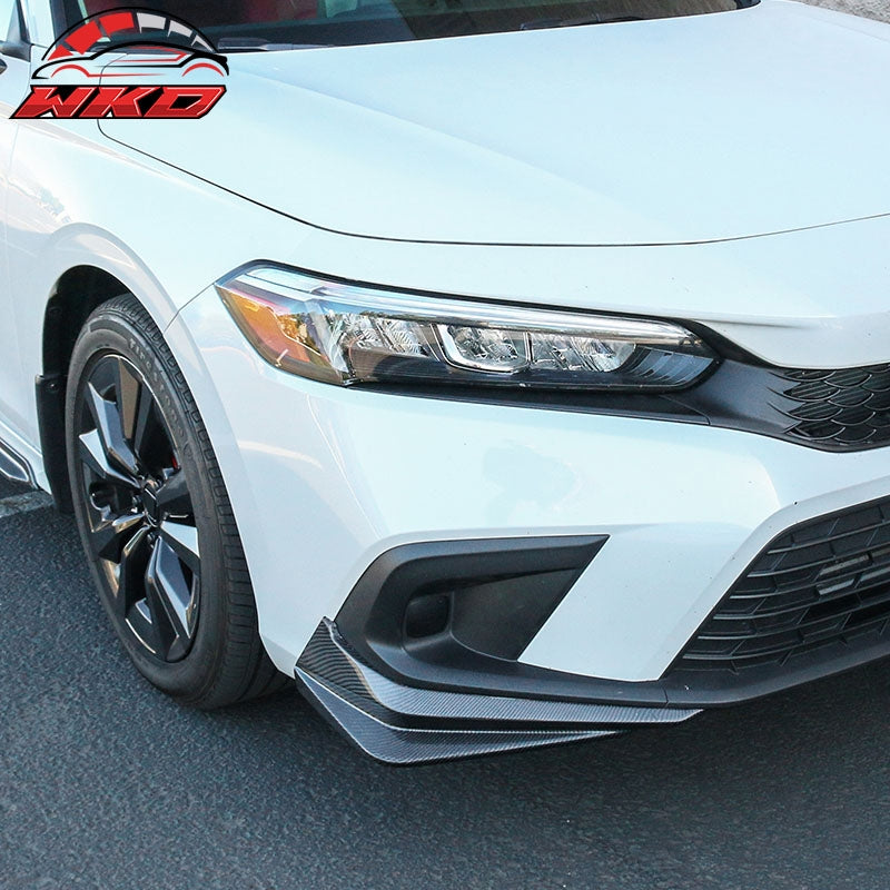 Fits 22-24 Honda Civic 11th Gent HPD Style 2PCS Front Bumper Lip CF Carbon Fiber