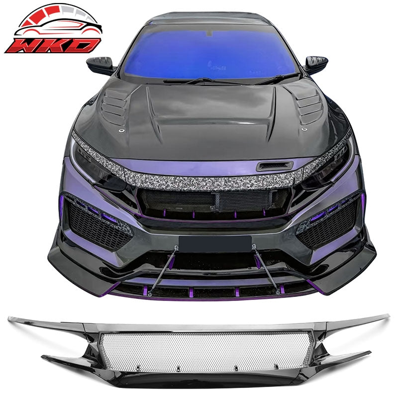 Wholesale 2019-2021 Honda Civic 2 & 4 Door JDM High Flow Upper Grille Gloss Black ABS