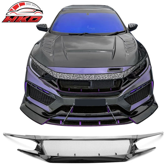 Wholesale 2019-2021 Honda Civic 2 & 4 Door JDM High Flow Upper Grille Gloss Black ABS - Wikond Auto