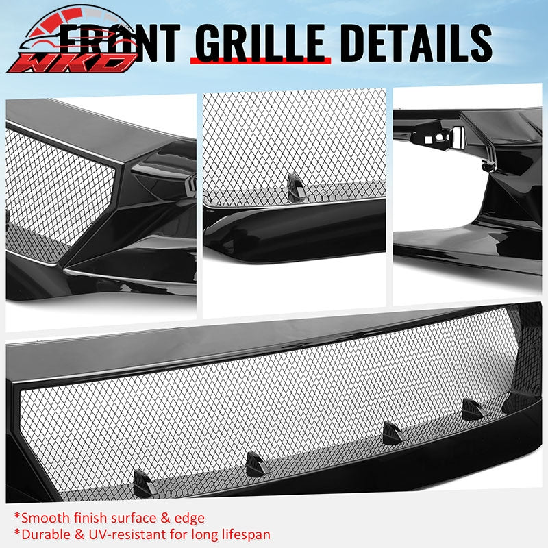 Fits 2019-2021 Honda Civic 2 & 4 Door JDM High Flow Upper Grille Gloss Black ABS