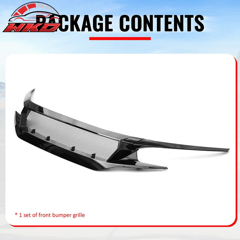 Fits 2019-2021 Honda Civic 2 & 4 Door JDM High Flow Upper Grille Gloss Black ABS