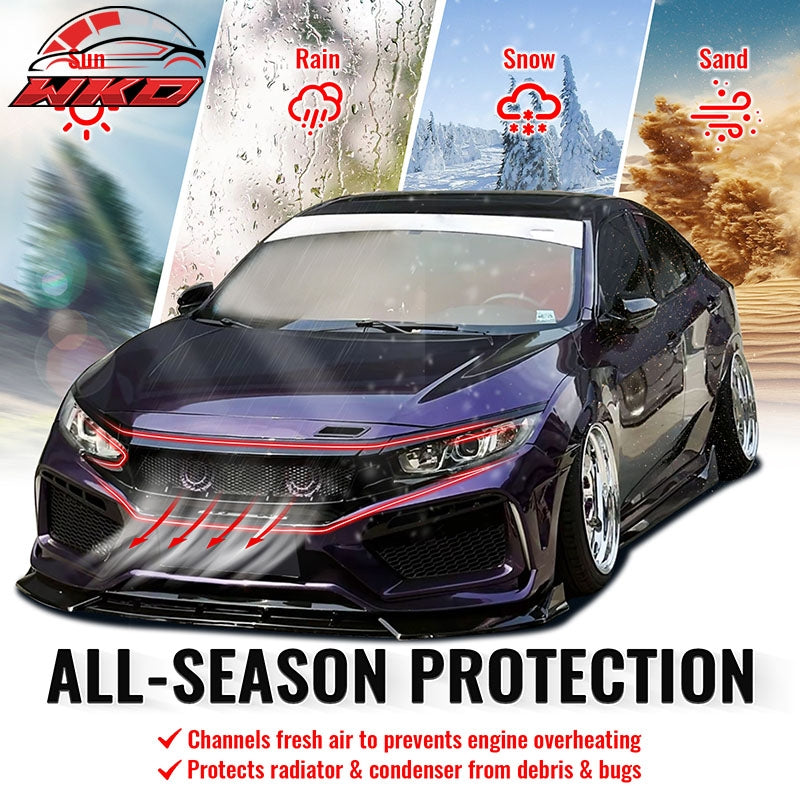 Fits 2019-2021 Honda Civic 2 & 4 Door JDM High Flow Upper Grille Gloss Black ABS