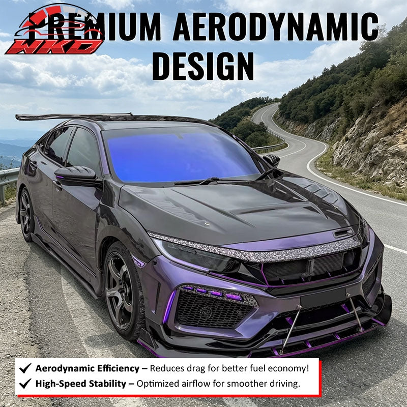 Fits 2019-2021 Honda Civic 2 & 4 Door JDM High Flow Upper Grille Gloss Black ABS