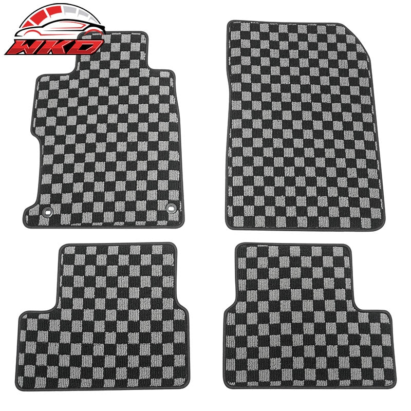 Wholesale 12-15 Honda Civic 2DR Floor Mats Non-Slip Carpet Checkered Black Gray Plaid
