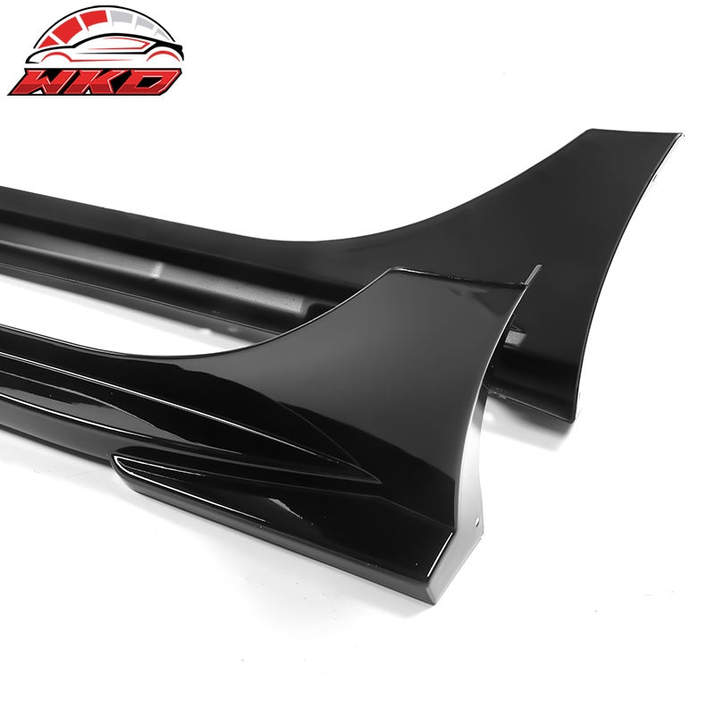 Fits 22-26 Honda Civic 4D 5D Mugen Style 2PCS Side Skirts Rocker PP Gloss Black