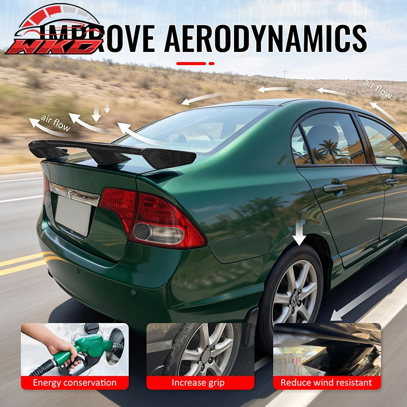 Fits 06-11 Honda Civic 4DR 54" PRO Style Rear Trunk Spoiler Wing Matte Black ABS