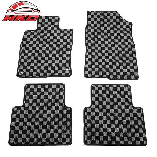 Wholesale For 16-21 Honda Civic 4DR Floor Mats Non-Slip Carpets Checkered Black Gray Plaid - Wikond Auto