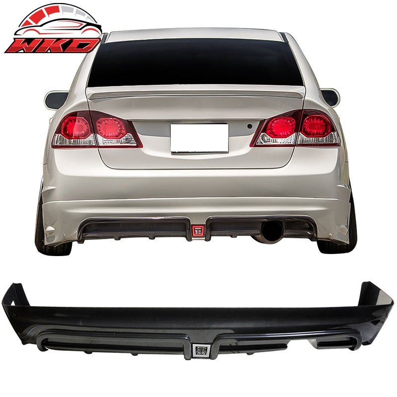 Wholesale 06-11 Civic 4Dr Rear Bumper Lip w/ Clear LED 3RD Brake Light + Muffler Tip