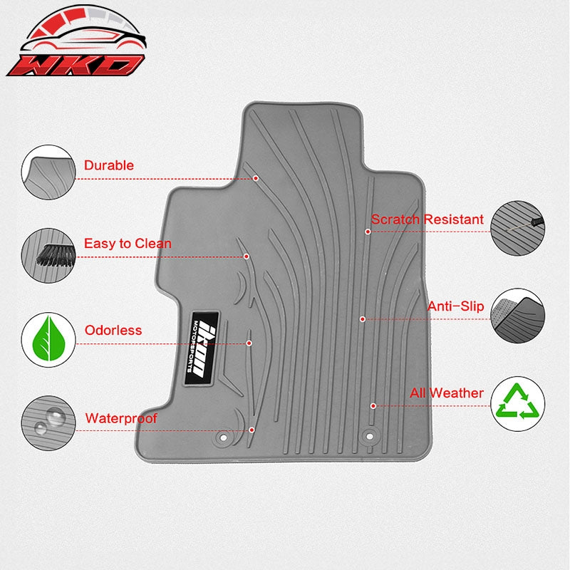Fits 06-11 Honda Civic 8th All Weather Floor Mats Carpets W/IKON Logo Gray Latex