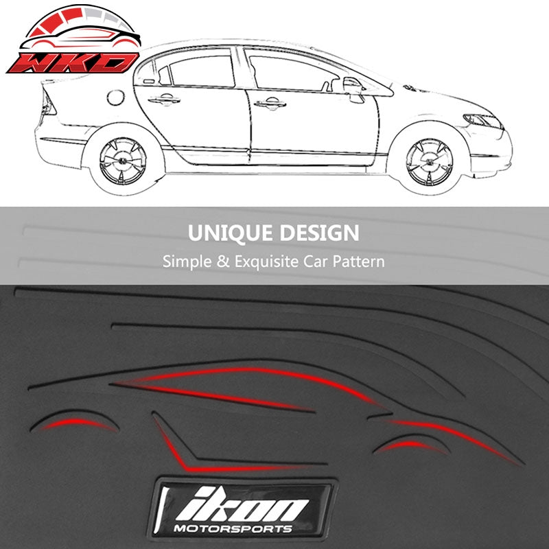 Fits 06-11 Honda Civic 8th Heavy Duty Floor Mats Carpets W/IKON Logo Black Latex