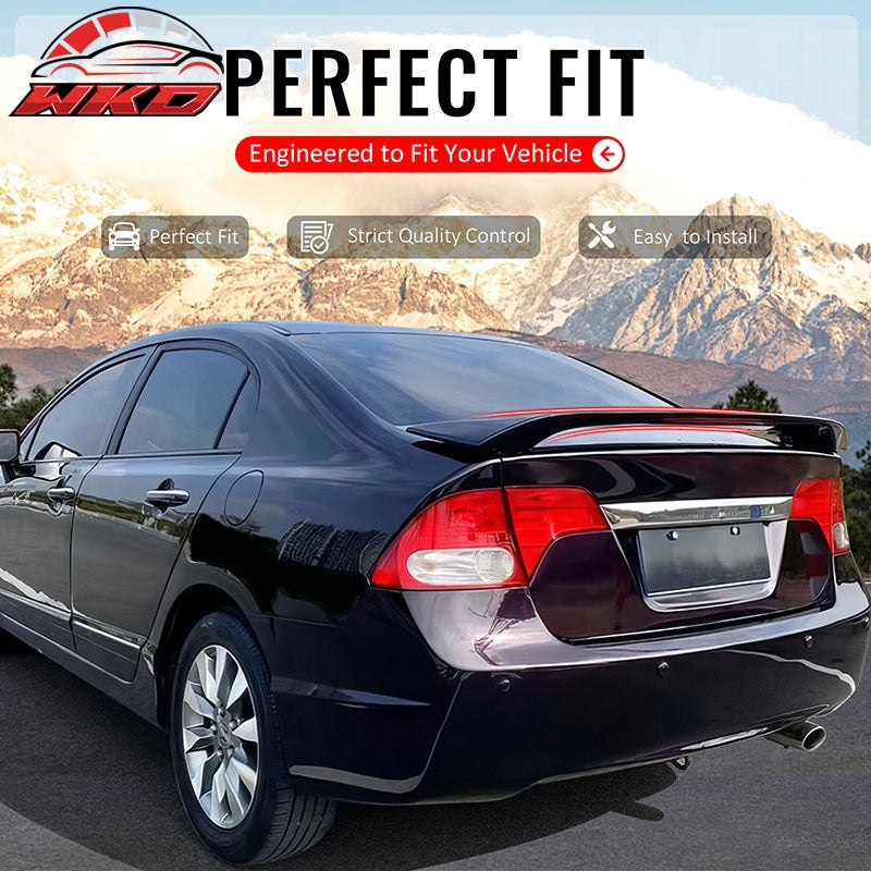 Fits 06-11 Honda Civic 8th Sedan OE Style Trunk Spoiler W/LED Light Gloss Black