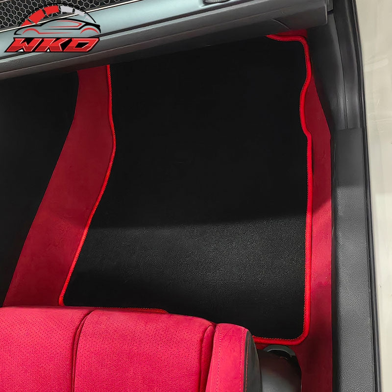 Fits 22-26 Honda Civic/Acura Integra Nylon Floor Mats Carpets Black w/ Red Edge