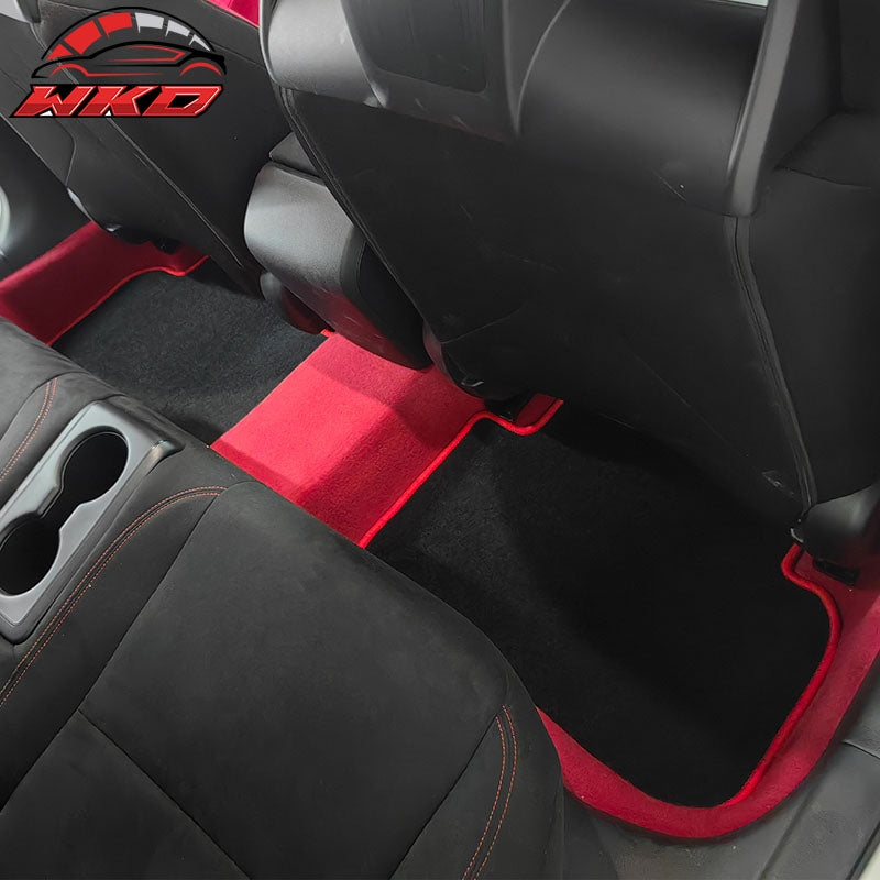 Fits 22-26 Honda Civic/Acura Integra Nylon Floor Mats Carpets Black w/ Red Edge