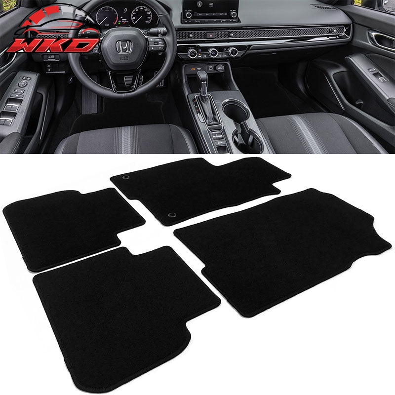Fits 22-26 Honda Civic & Acura Integra Floor Mats Nylon Black Carpets 4PCS Set