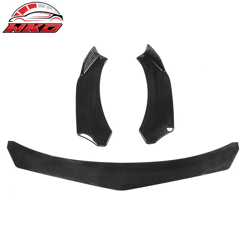 Fits Honda Civic 66"-71" B Style 3PCS Front Bumper Lip Gloss Black + Strut Rods