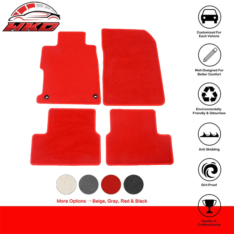 Fits 12-15 Honda Civic Coupe Floor Mat Nylon Red Non-Slip Auto Carpets 4PC