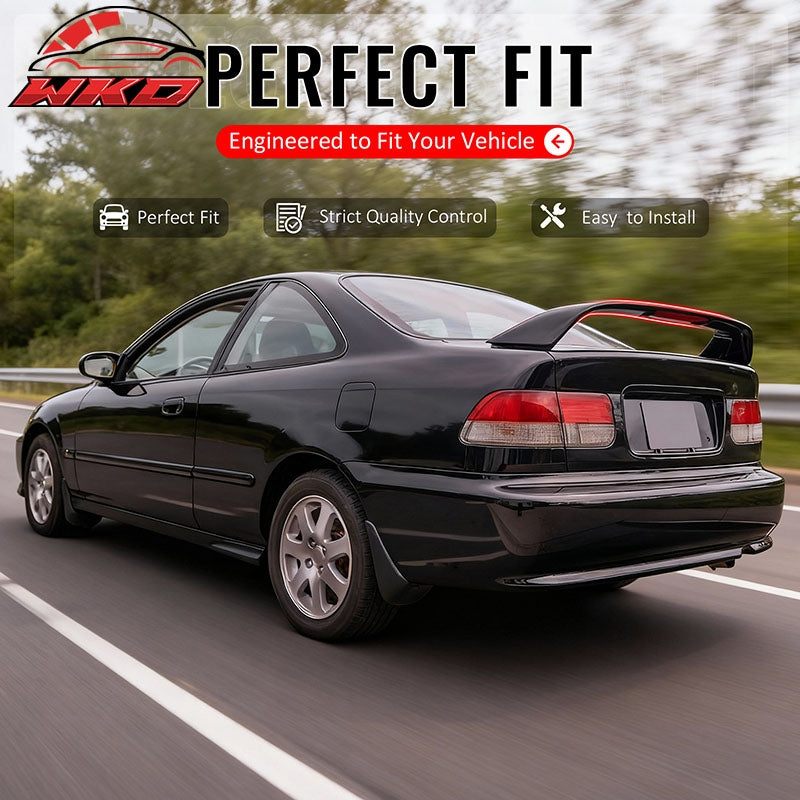 For 96-00 Honda Civic Coupe Matte Black Rear Trunk Spoiler Wing ABS w/ LED Light