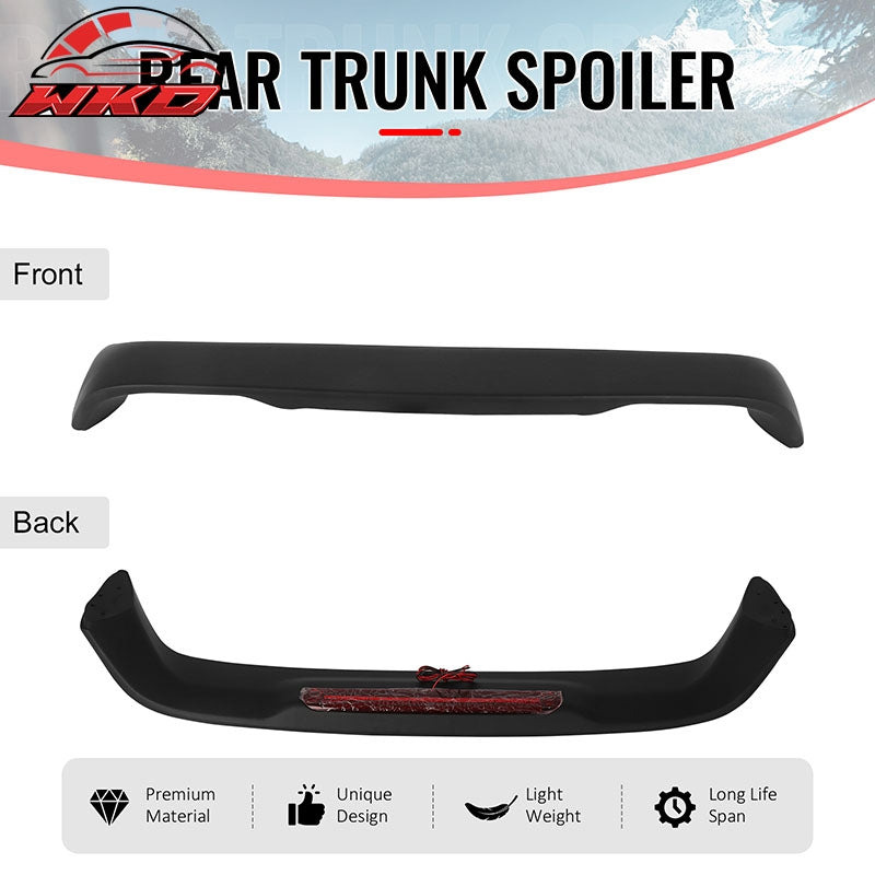 For 96-00 Honda Civic Coupe Matte Black Rear Trunk Spoiler Wing ABS w/ LED Light