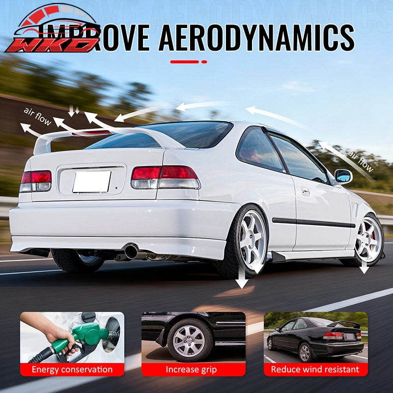 For 96-00 Honda Civic Coupe Matte Black Rear Trunk Spoiler Wing ABS w/ LED Light