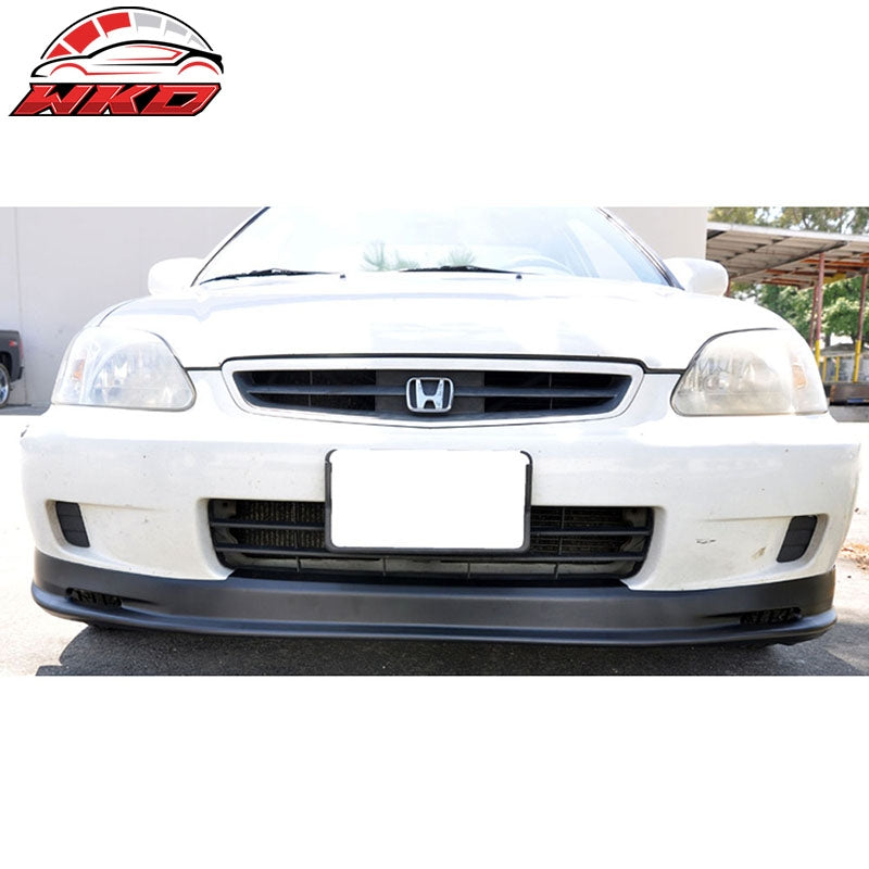 Fits 99-00 Honda Civic EK Mugen Front Bumper Lip PU Painted Black