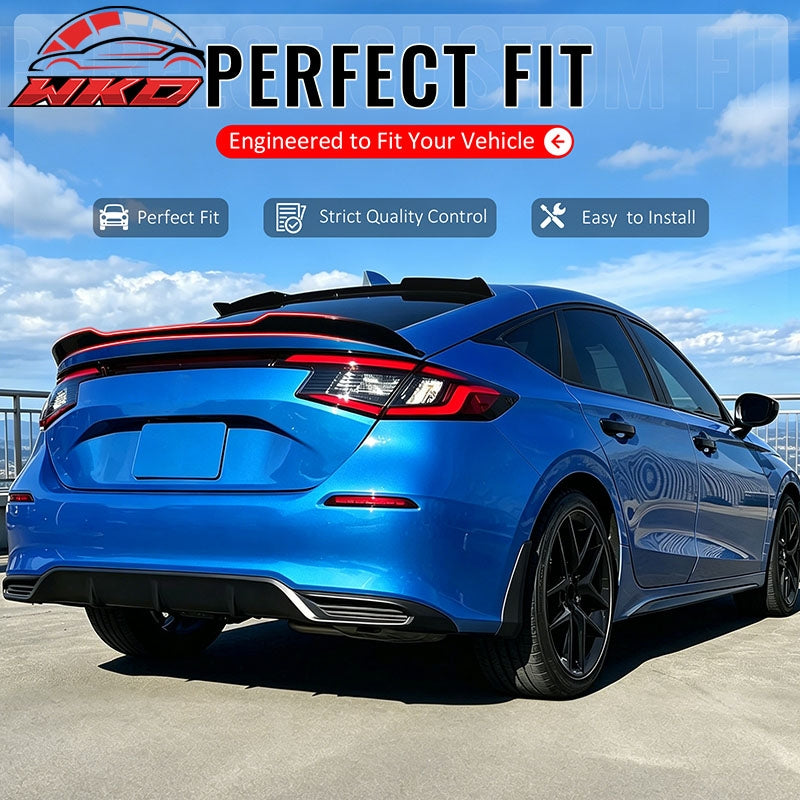 Fits 22-26 Honda Civic FL Type R Hatchback V Style Trunk Spoiler Gloss Black ABS