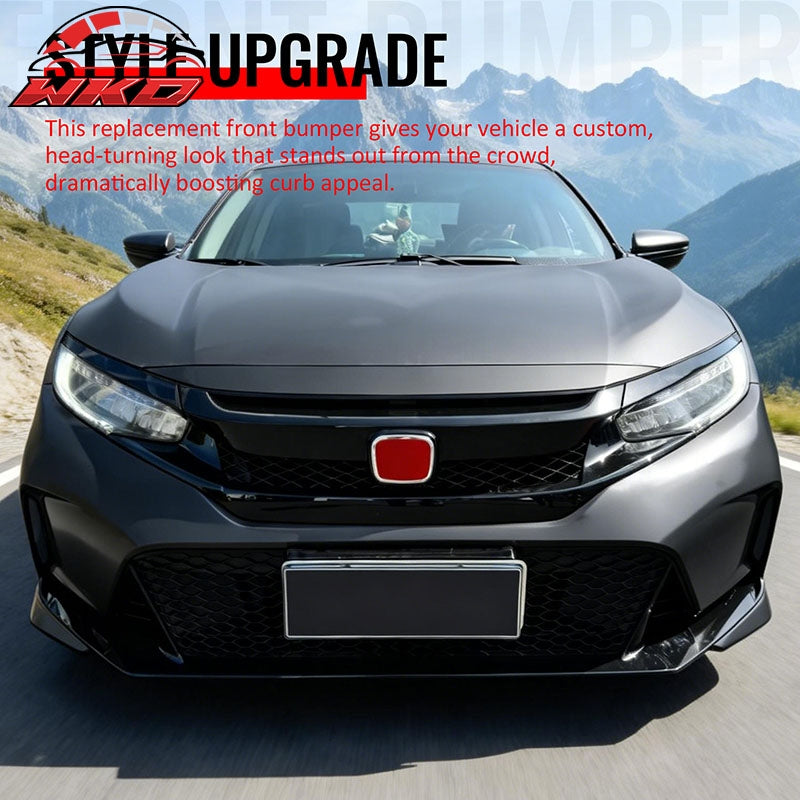Fits 16-21 Honda Civic FL5 Front Bumper Cover Type R Style Conversion PP Fascia