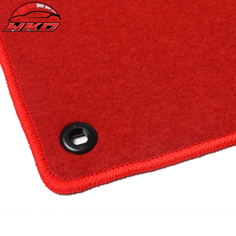 Fits 16-21 Honda Civic Car Floor Mats Liner Front Rear Nylon Red Carpets 4PCS