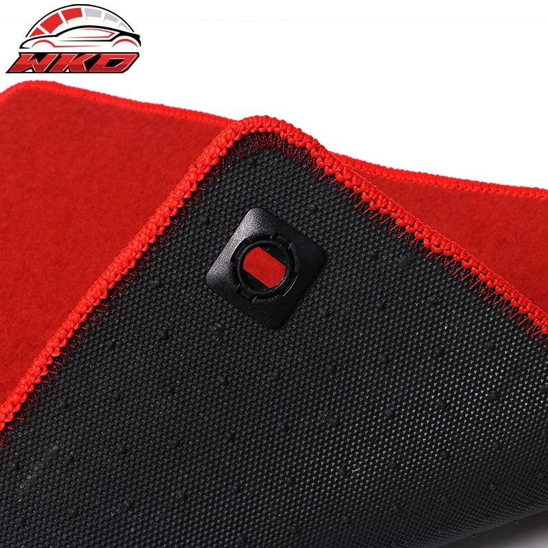 Fits 16-21 Honda Civic Car Floor Mats Liner Front Rear Nylon Red Carpets 4PCS