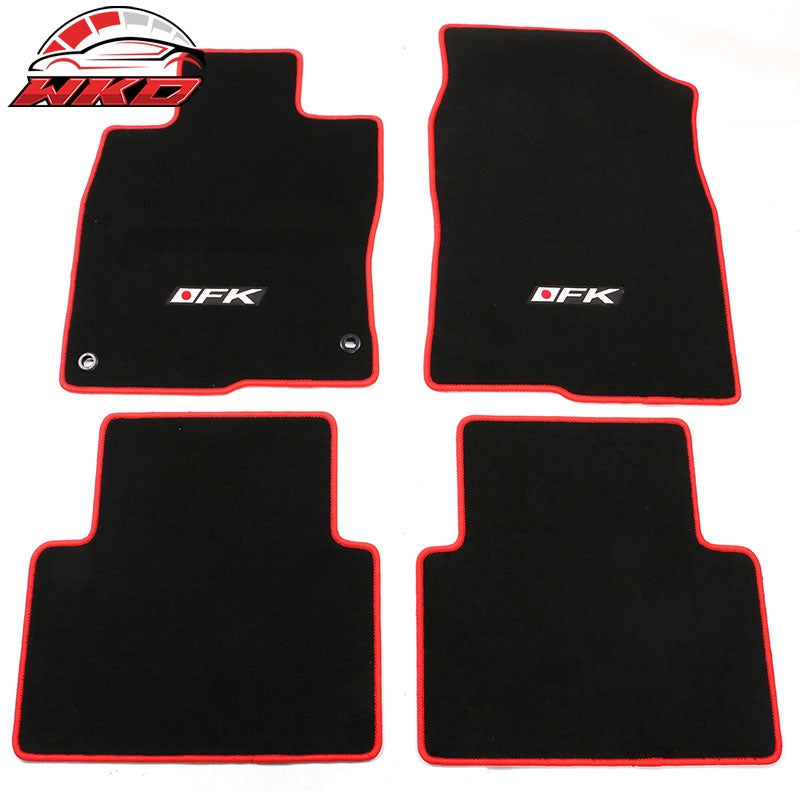 Wholesale 16-21 Honda Civic Floor Mats Carpet Front Rear Black Nylon W/ Red Edge & FK