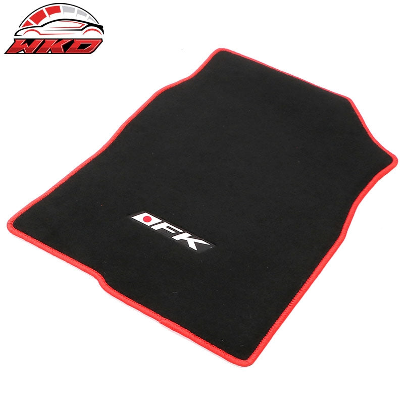 Fits 16-21 Honda Civic Floor Mats Carpet Front Rear Black Nylon W/ Red Edge & FK