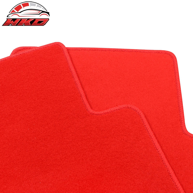 Fits 16-21 Honda Civic Floor Mats Carpet Front Rear Red Nylon W/ FC Logo - 4PCS