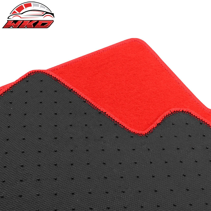 Fits 16-21 Honda Civic Floor Mats Carpet Front Rear Red Nylon W/ FC Logo - 4PCS
