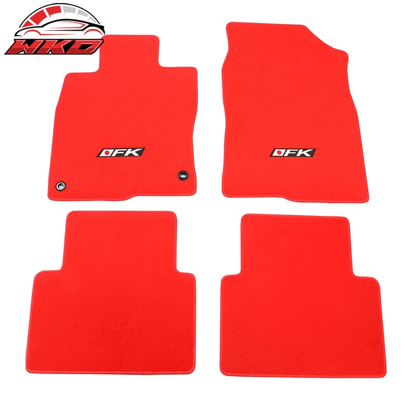Wholesale 16-21 Honda Civic Floor Mats Carpet Front Rear Red Nylon W/ FK Logo - 4PCS