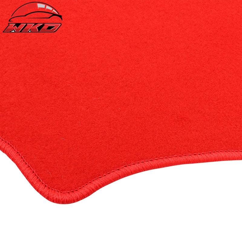 Fits 16-21 Honda Civic Floor Mats Carpet Front Rear Red Nylon W/ FK Logo - 4PCS