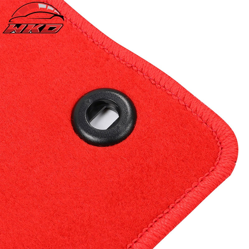 Fits 16-21 Honda Civic Floor Mats Carpet Front Rear Red Nylon W/ FK Logo - 4PCS