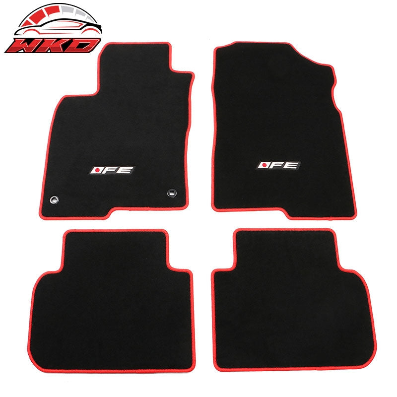 Wholesale 22-26 Honda Civic Floor Mats Carpet Front Rear Black Nylon W/ Red Edge & FE