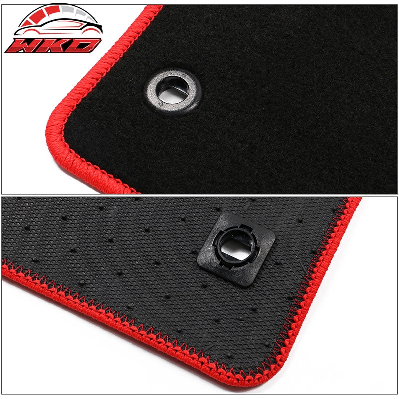 Fits 22-26 Honda Civic Floor Mats Carpet Front Rear Black Nylon W/ Red Edge & FL