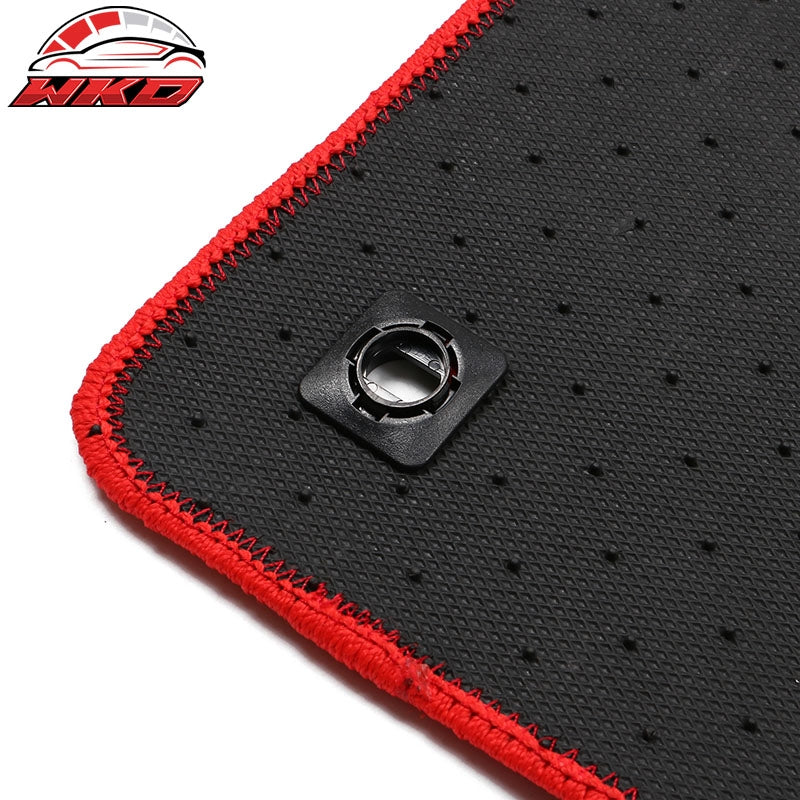 Fits 22-26 Honda Civic Floor Mats Carpet Front Rear Red Nylon W/ FE Logo - 4PCS