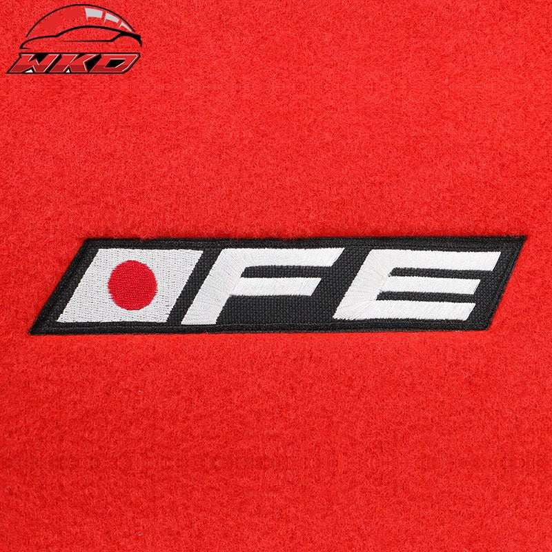 Fits 22-26 Honda Civic Floor Mats Carpet Front Rear Red Nylon W/ FE Logo - 4PCS