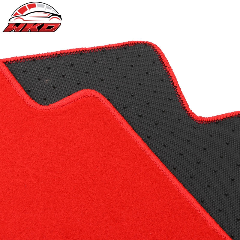 Fits 22-26 Honda Civic Floor Mats Carpet Front Rear Red Nylon W/ FE Logo - 4PCS